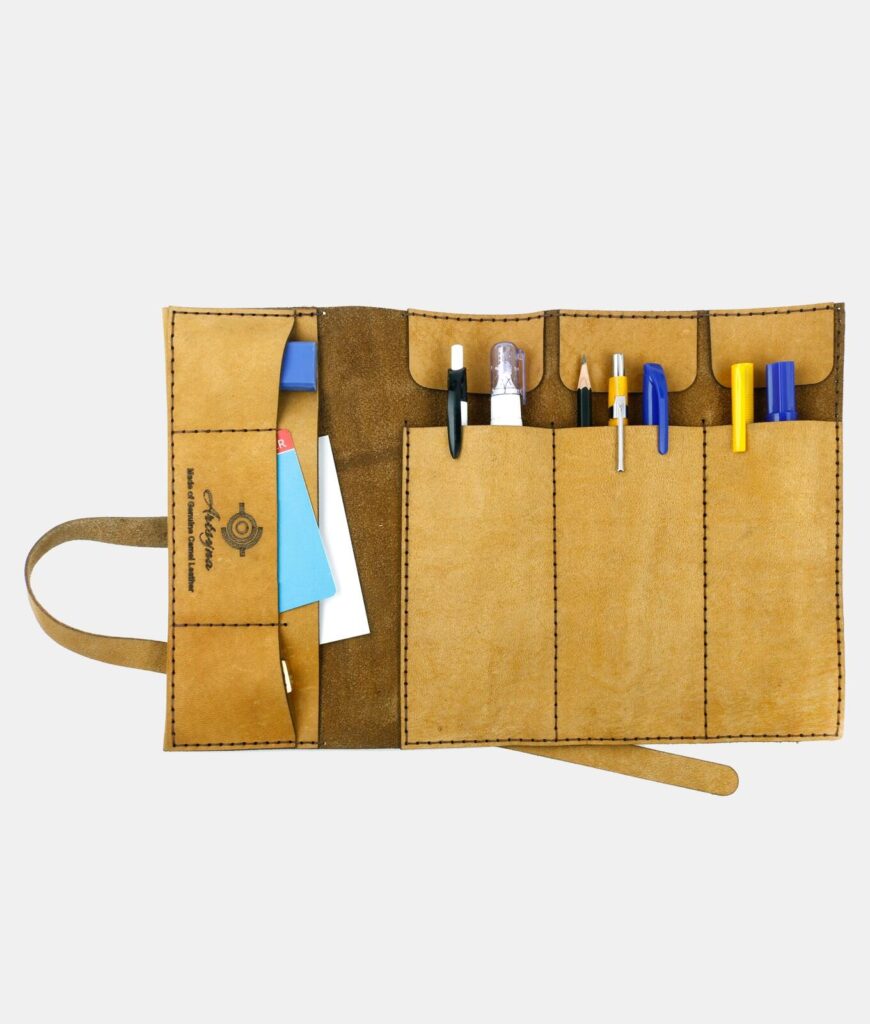 Classic Leather Roll up Pencil Case Artnamic